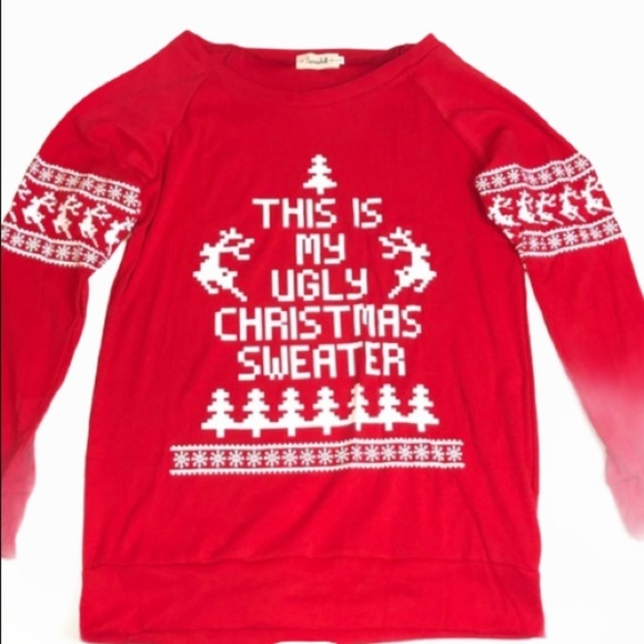 Spadehill Holiday Ugly Christmas Sweater T Shirt Red - Picture 2 of 16